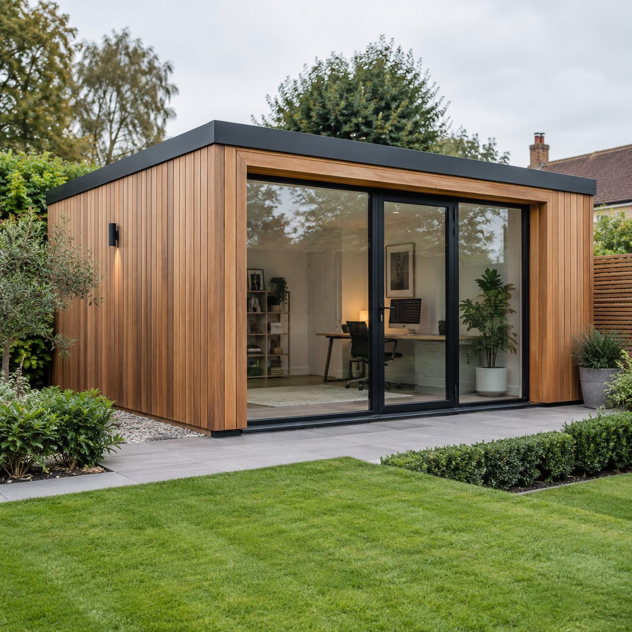 Timber-clad garden room home office