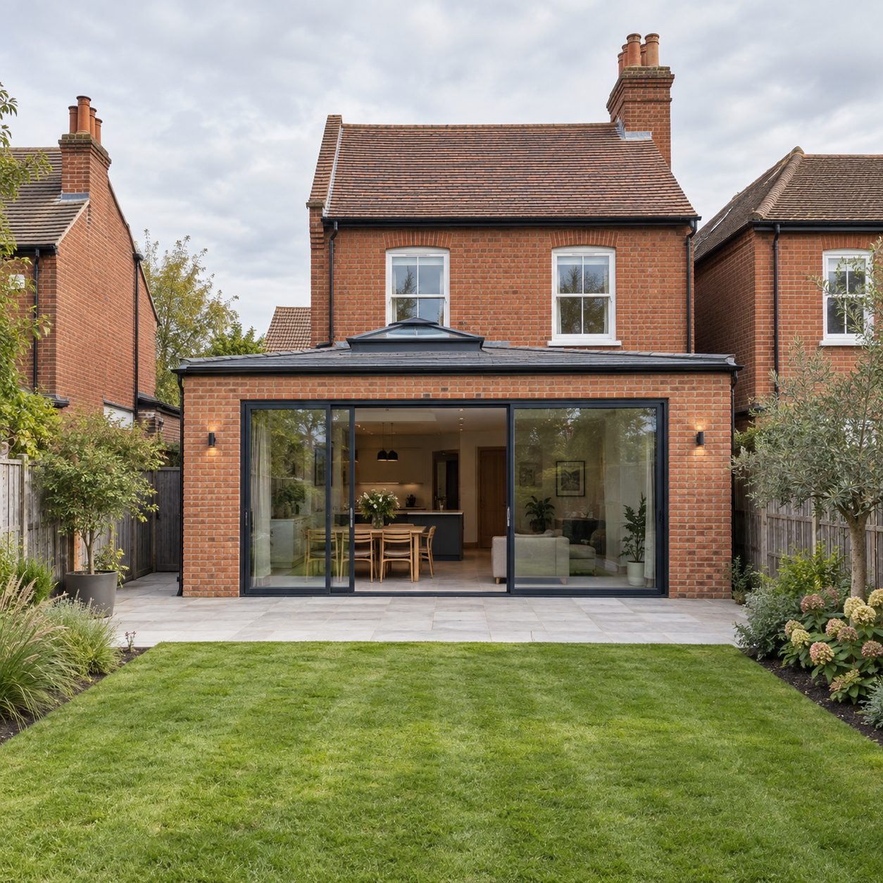 Rear extension with glass doors onto garden