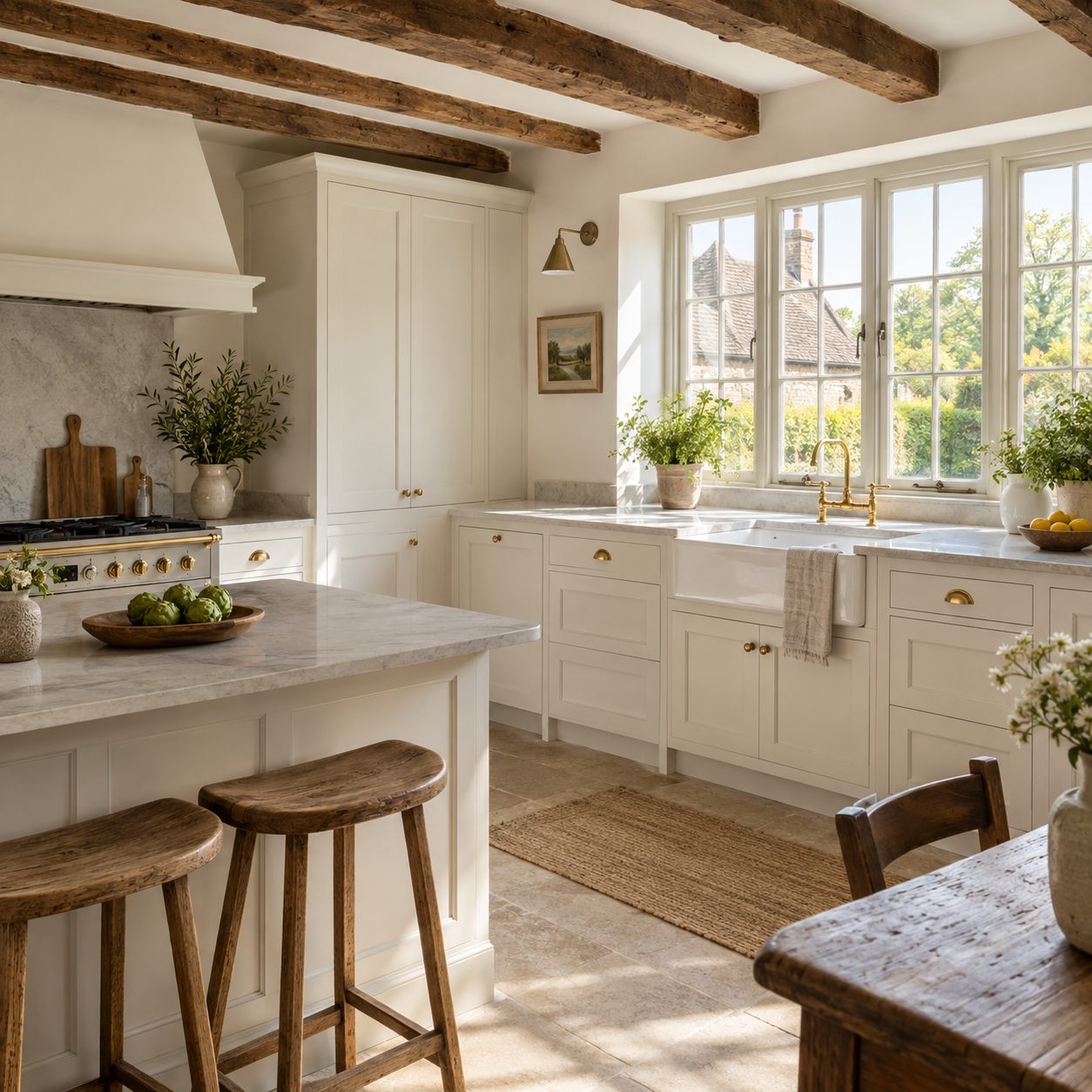 Renovated kitchen with exposed beams